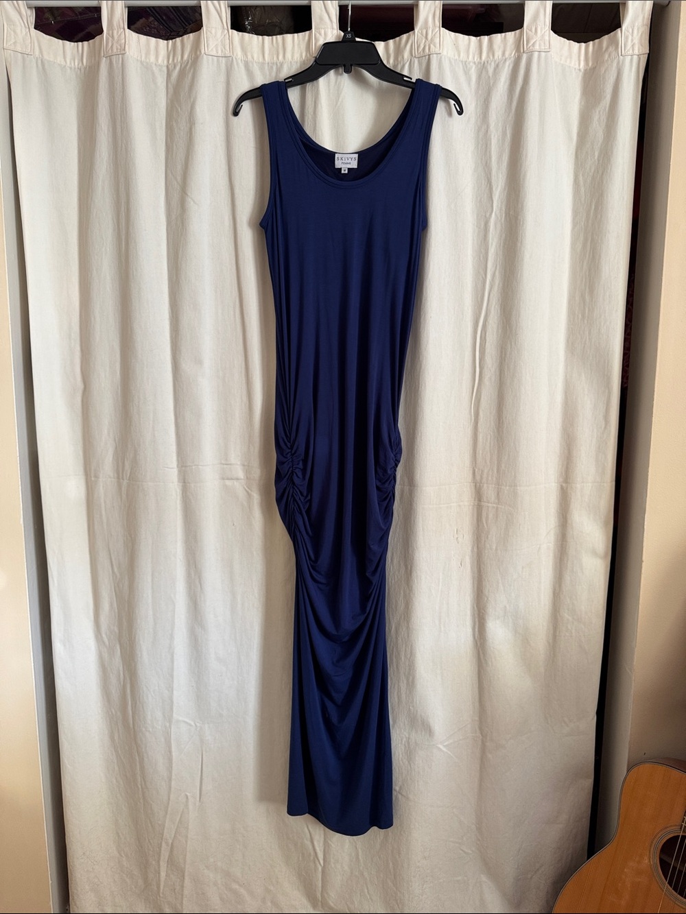 NWOT medium Skivys Femme Side Hustle Sleeveless Navy Maxi Dress with Ruching